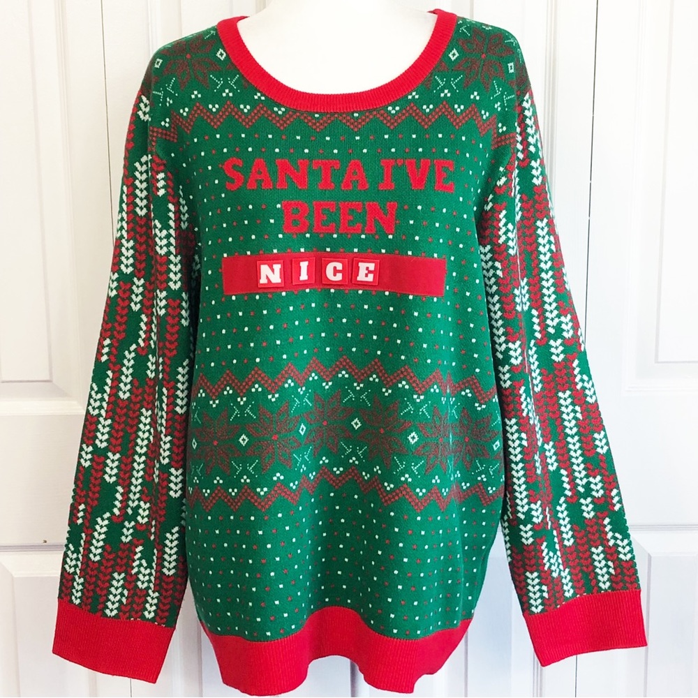 Rockin' Around Santa I've Been Nice Christmas Sweater Size XL